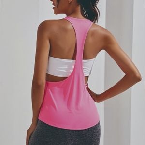 Solid Racer Back Sports Tank Top Womens Large Hot Pink